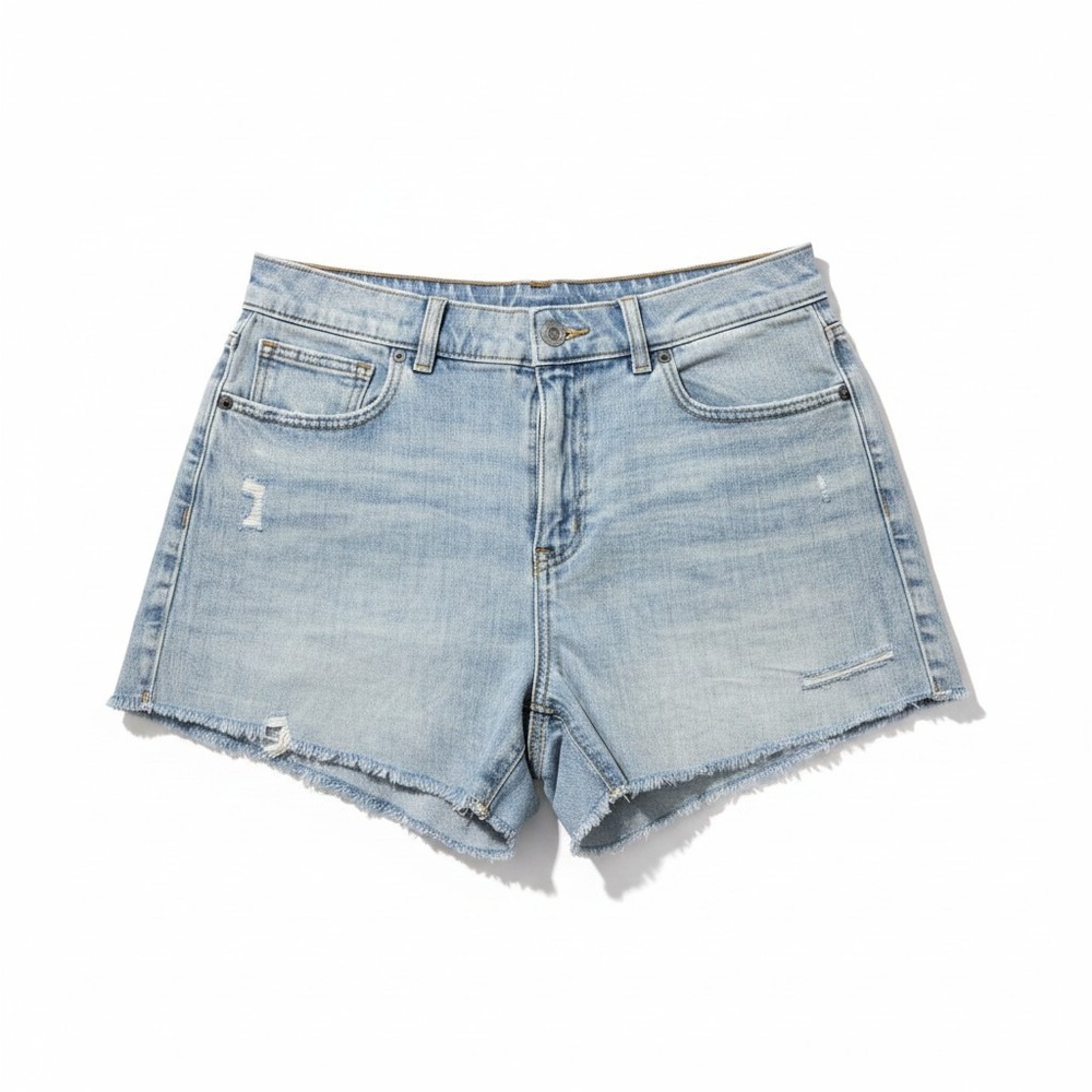 Aerie M Light Wash Distressed Denim Shorts Womens Boho Vintage Cut Off